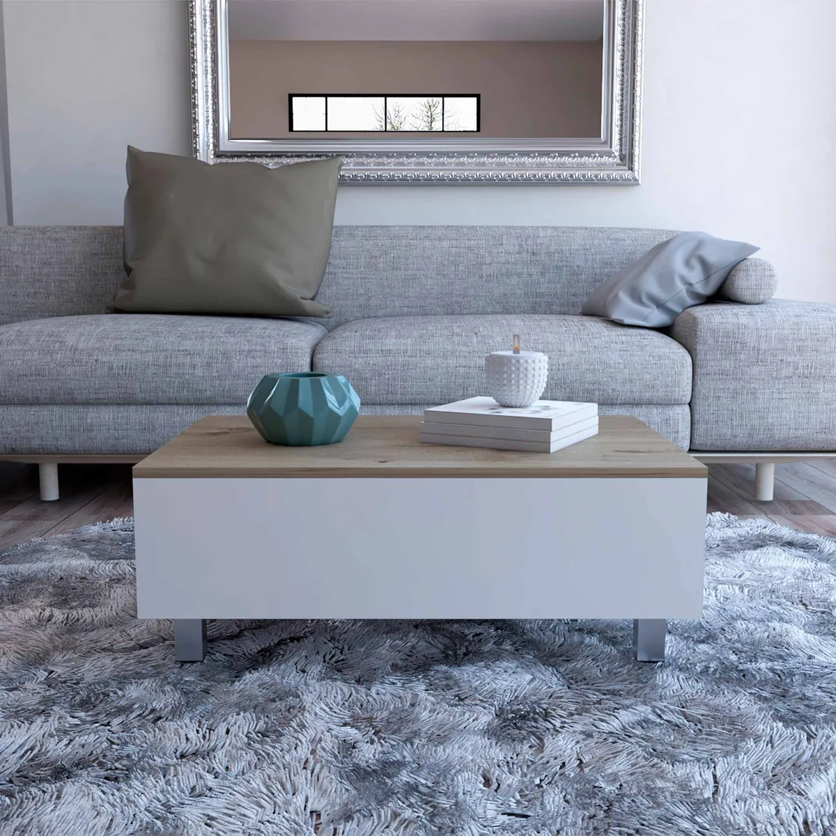 FM FURNITURE FM FURNITURE Boston Lift Top Coffee Table, White, 31.4W x 21.5D x 18H, 39.7 kg — product photo