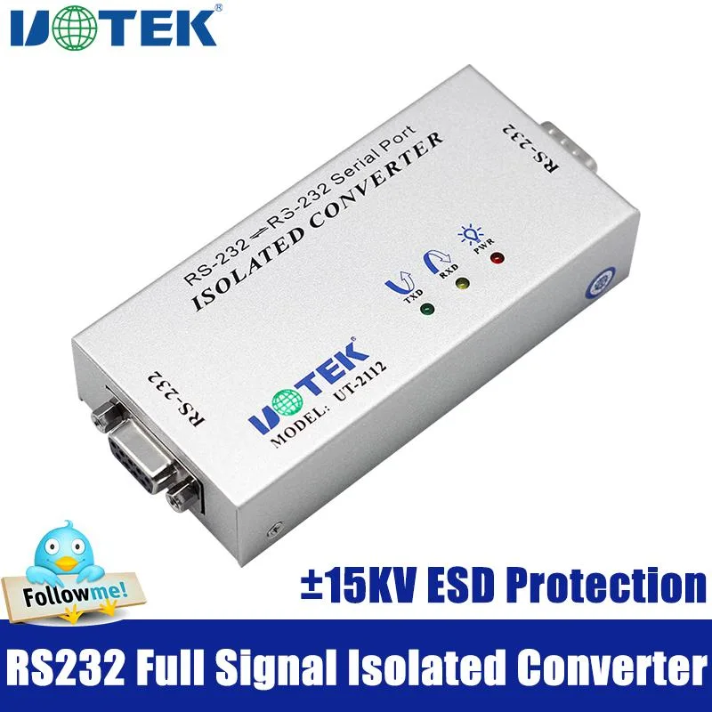 UOTEK UOTEK UT-2112 Isolated Data Converter DB9 Female to DB9 Male 2500Vrms — product photo