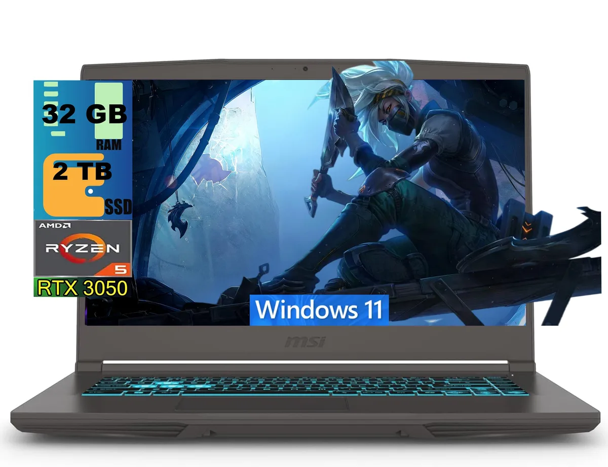 MSI MSI Thin A15 gaming laptop Ryzen 5 7535HS RTX 3050 32GB 2 TB 15.6 144Hz — product photo