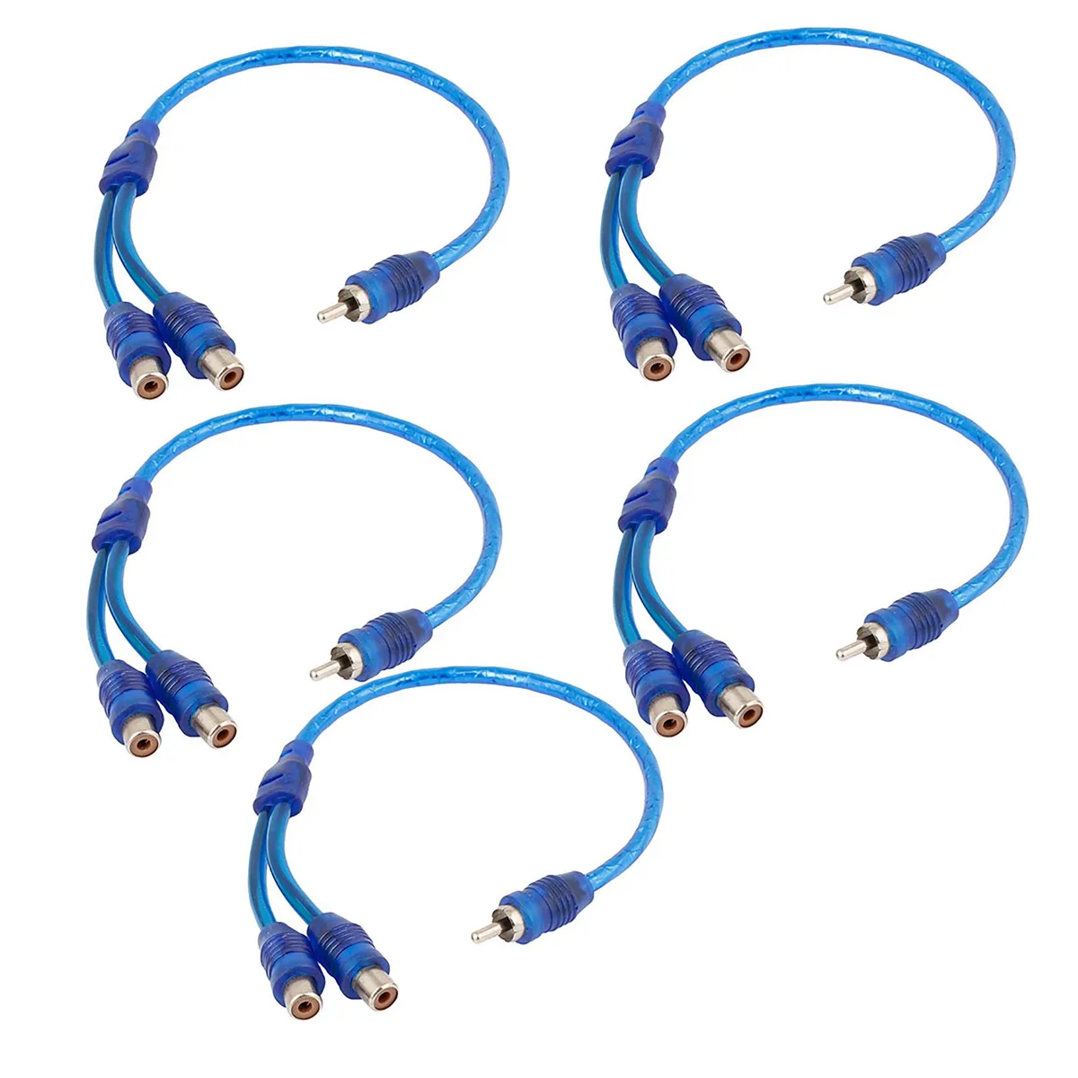 Unique-Bargains Unique-Bargains 5pcs Blue RCA Y Splitter Cable 31cm 101g — product photo