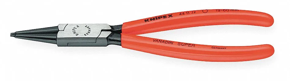 Black Knipex 44 11 J3 SBA retaining ring pliers with .090 tips and plastic-dipped handles