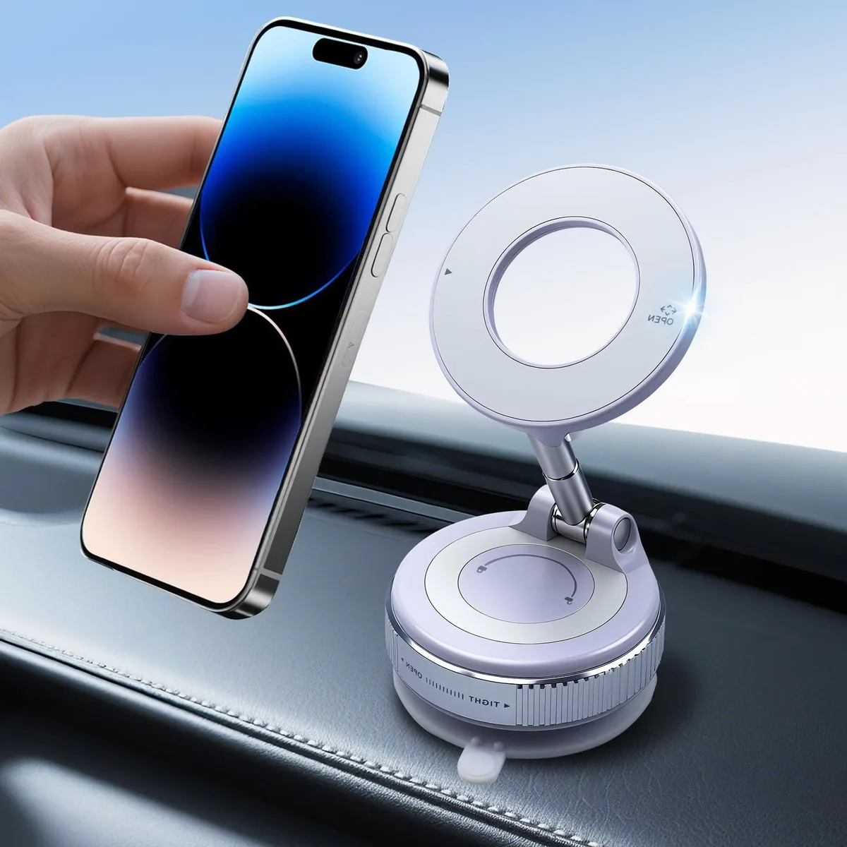 SOEWIOU SOEWIOU zoomkey-1 Magnetic Phone Mount White N55 2400gf 360° 210° 3.0in — product photo
