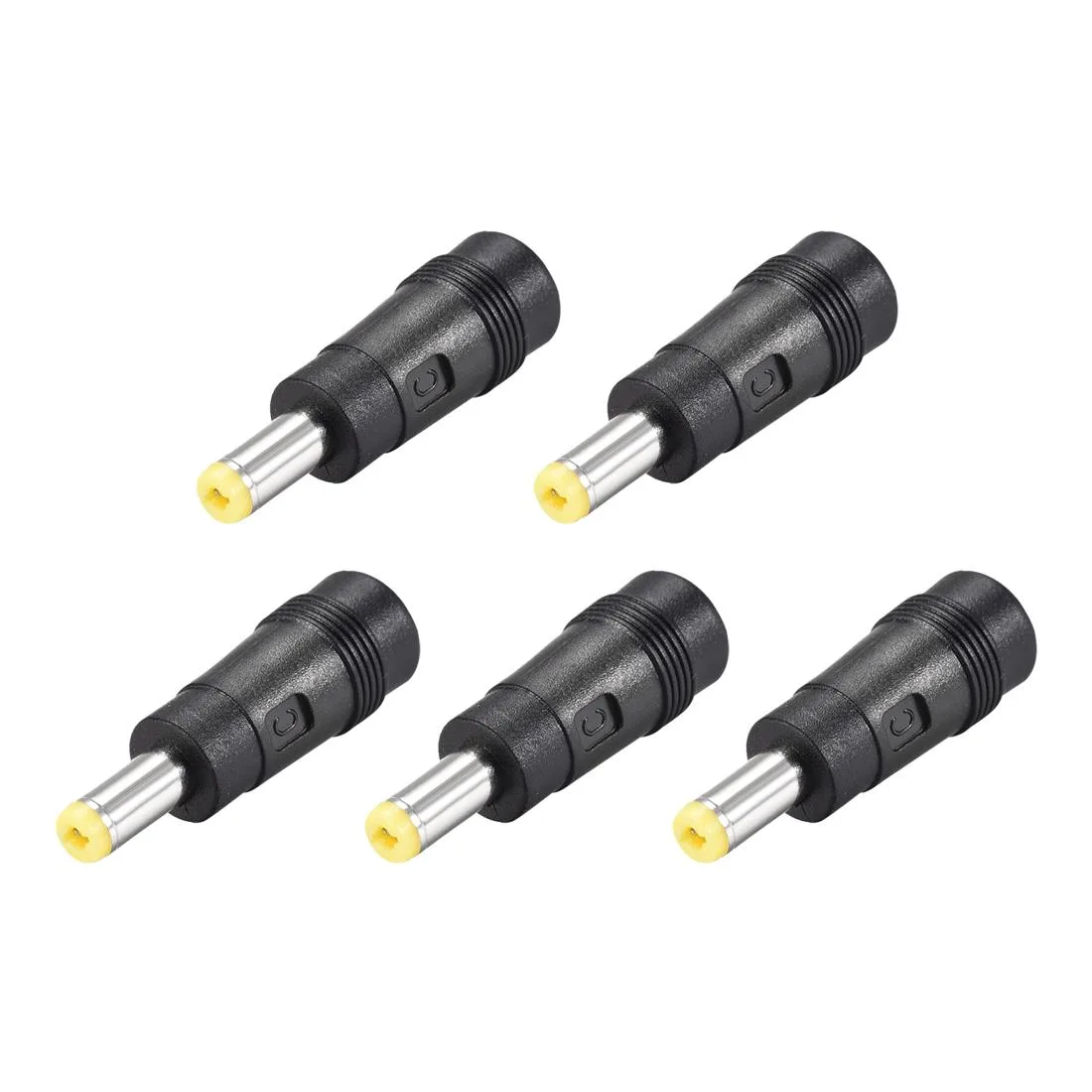 Unique-Bargains Unique-Bargains DC Power Adapter 5.5mm x 2.5mm Male to 5.5mm x 2.1mm Female Yellow 5pcs — product photo