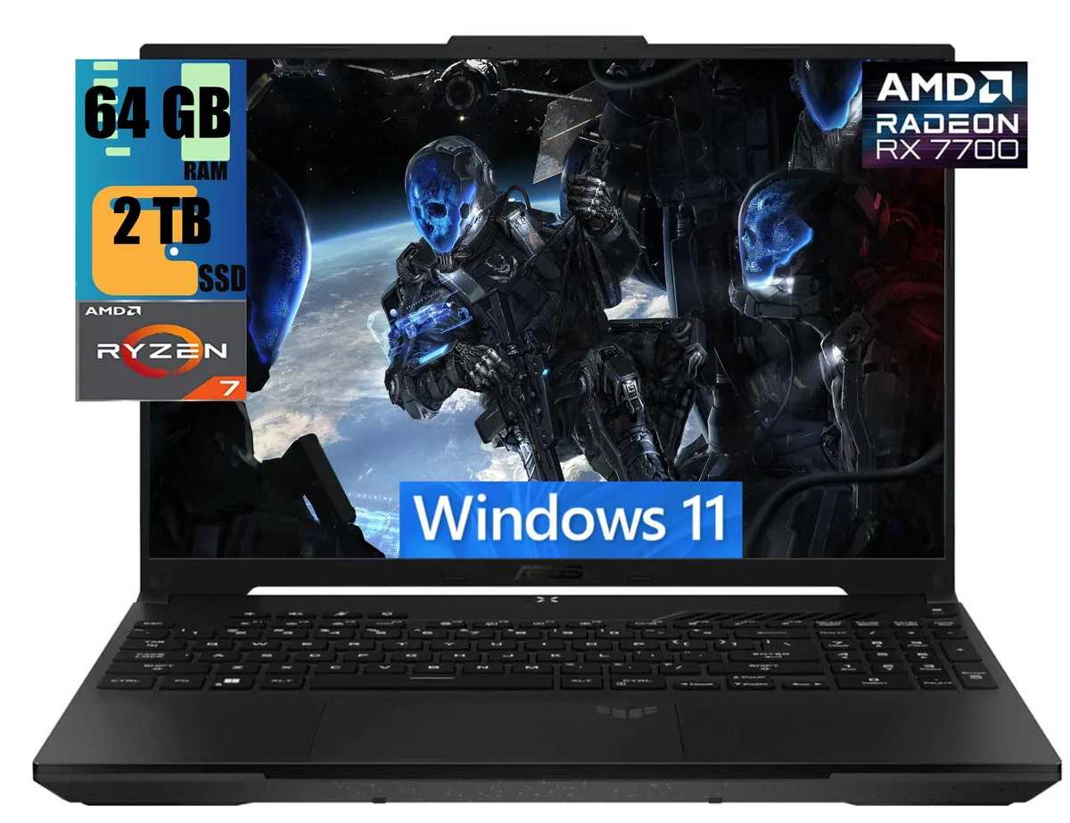 ASUS ASUS TUF Gaming A16 gaming laptop 16" 165Hz Ryzen 7 7735HS RX 7700S 64GB 2TB — product photo