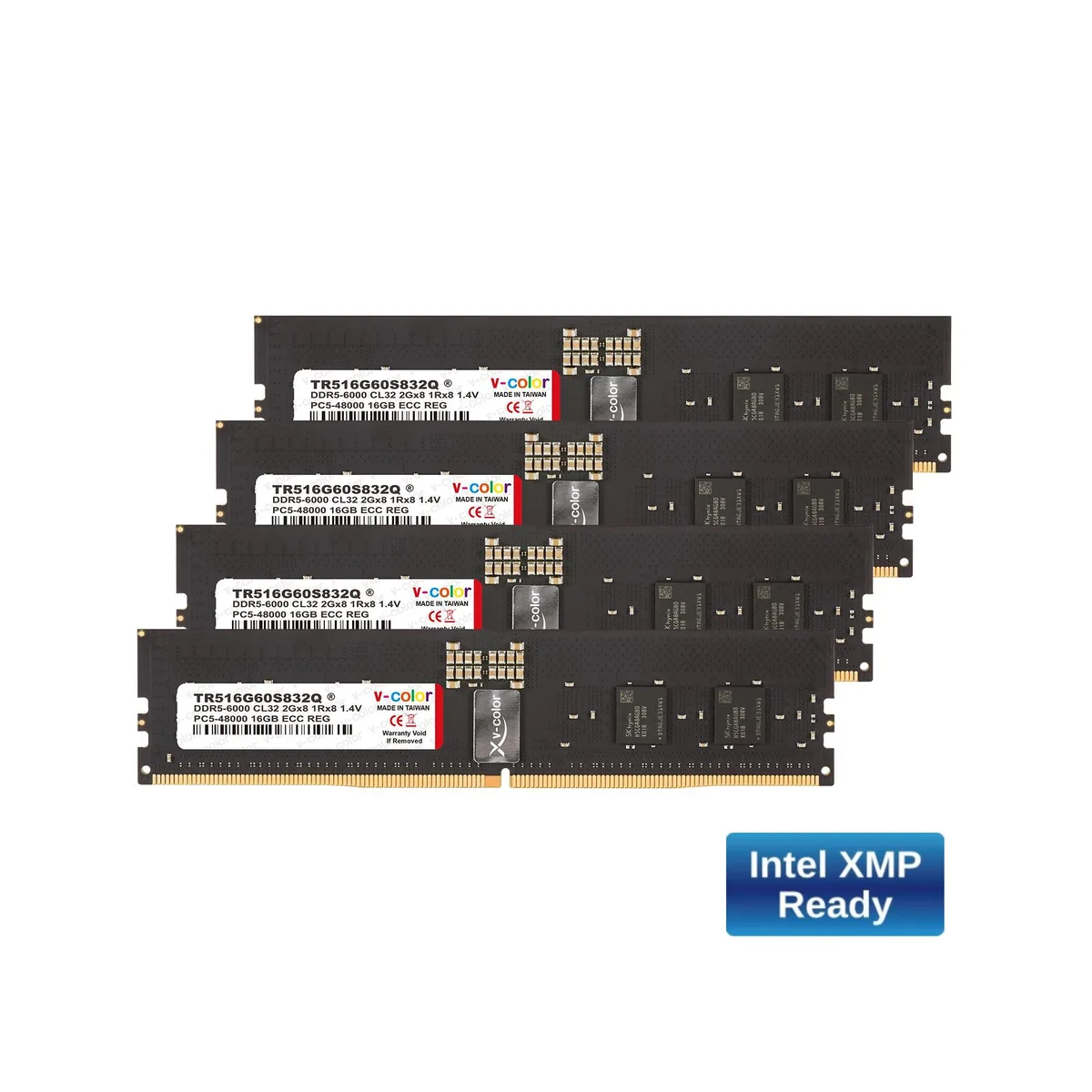 V-color V-color OC R-DIMM DDR5 64GB (16GBx4) 6000MHz CL32 ECC Registered W790 Workstation — product photo