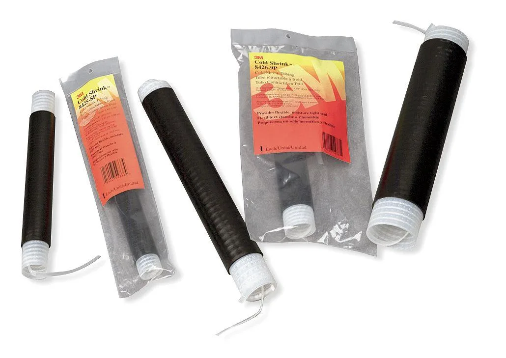 Black EPDM rubber cold-shrink tube, 12 in long, 1.38 in diameter before shrinking