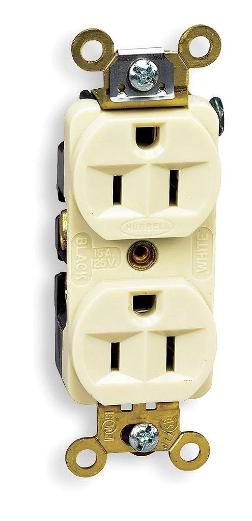 Hubbell Incorporated Hubbell Incorporated HBL5252I duplex receptacle 15 A 125 V ivory — product photo