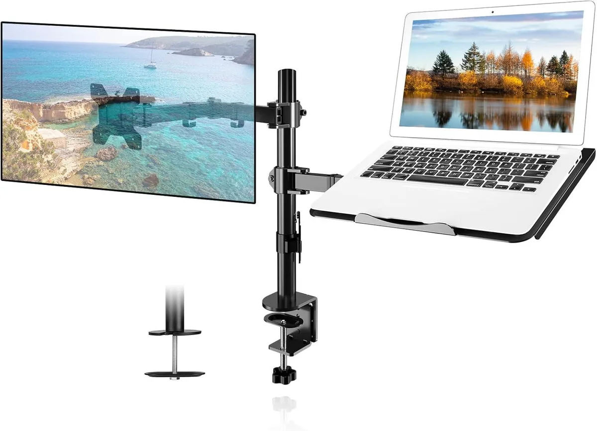 PISKEKAT PISKEKAT Mounting Rack 13-32 in Screen 13-27 in Laptop 22 lbs Clamp Grommet — product photo