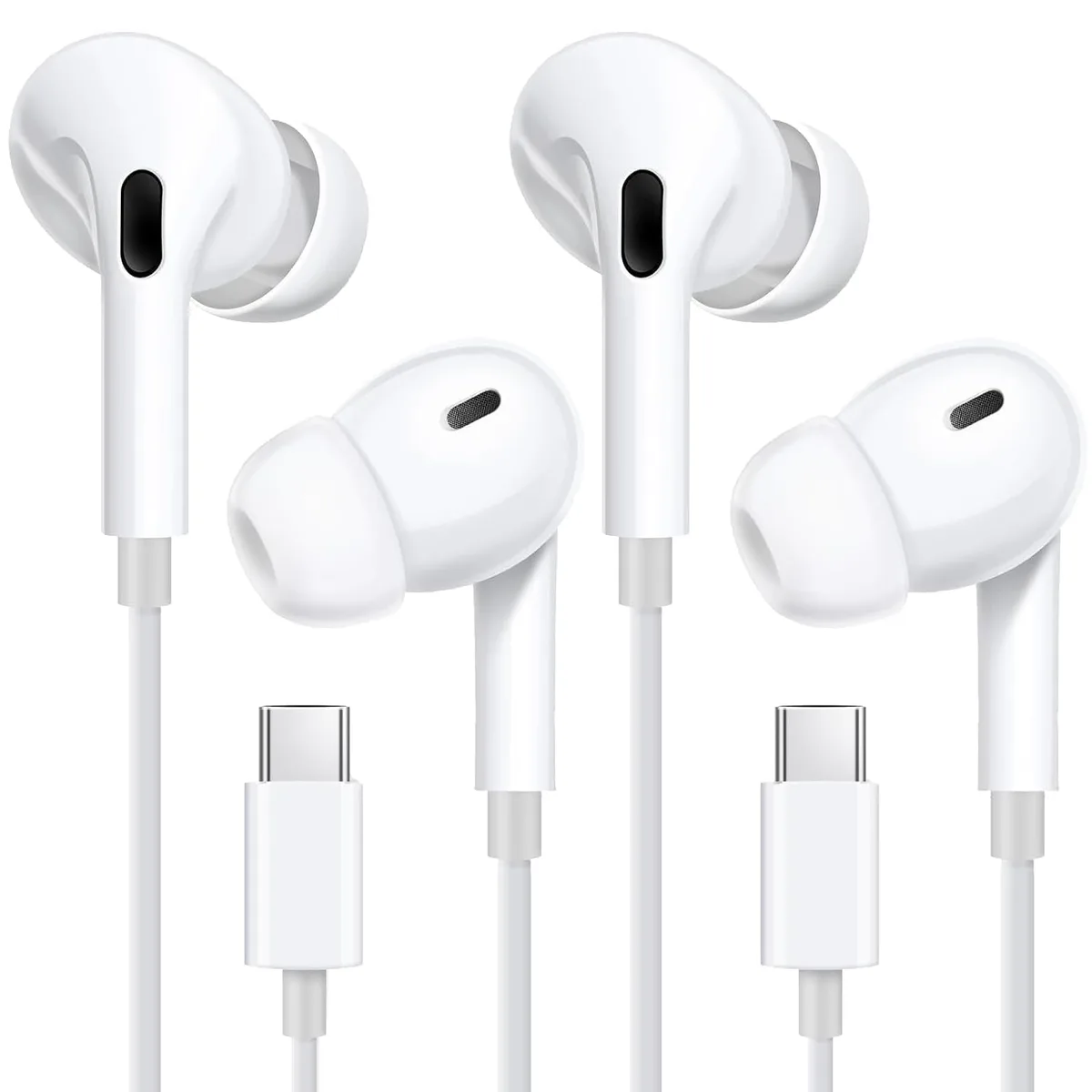No Sew No Sew UB-C20 Wired USB-C Earbuds 2-Pack White — product photo