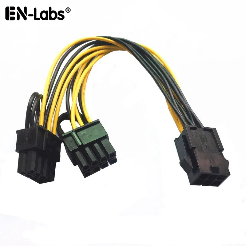 EN-Labs EN-Labs PCIE6PSPL8P20CM PCIe 6-pin to dual 8-pin (6+2) power splitter cable 8 in — product photo
