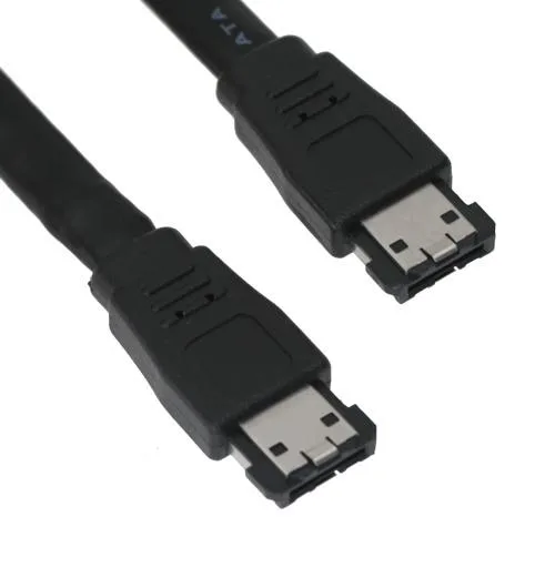Black 36 inch eSATA cable with 7 pin connectors at each end