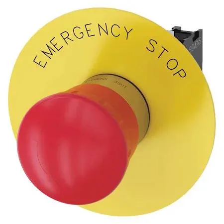 Red 22mm emergency stop mushroom button metal bezel plastic head 1NC screw terminals IP67 IP69K