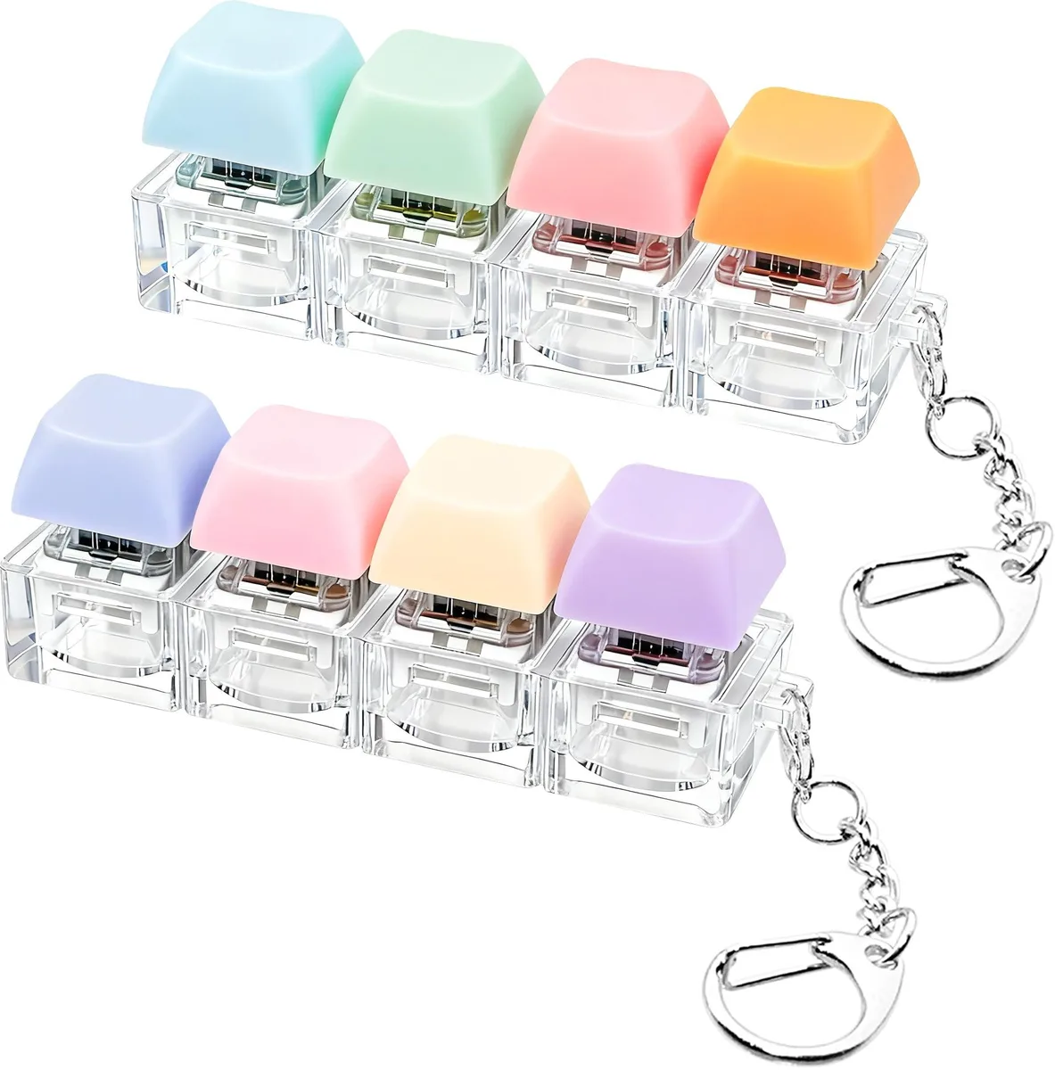 XiawaLangzhuo Keyboard Fidget Keychain 2 Pack Purple Blue Pink Orange — product photo
