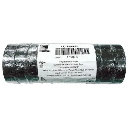 Black vinyl electrical tape roll 3/4 inch wide 60 feet long 7 mil thick