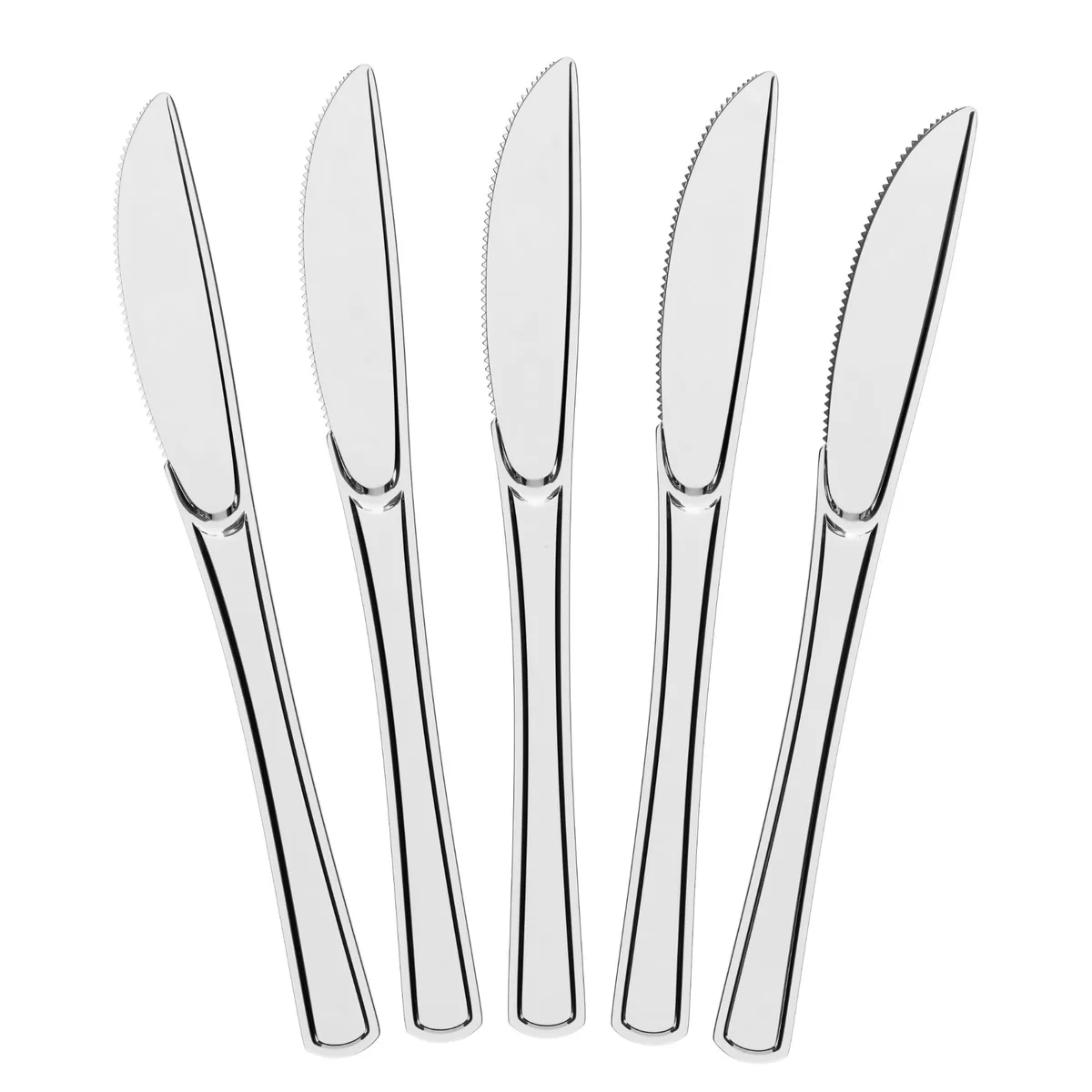 Boxed set of 50 black disposable plastic knives, 7.5 inch