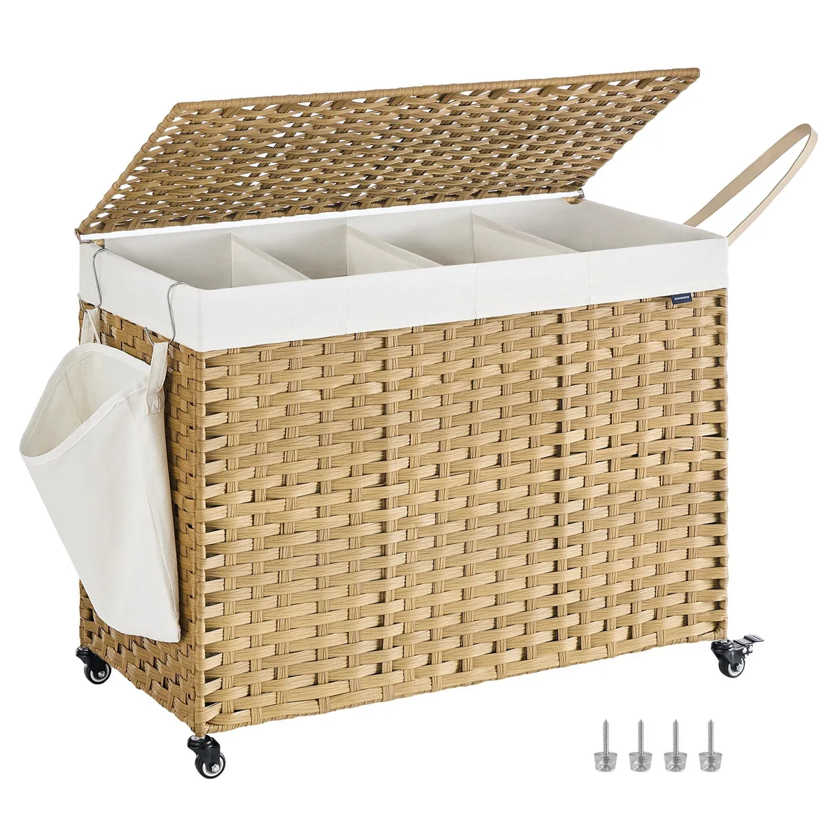 SONGMICS 4-Section Laundry Tub 55.4 Gallons 210 L Natural ULCB460Y01 — product photo