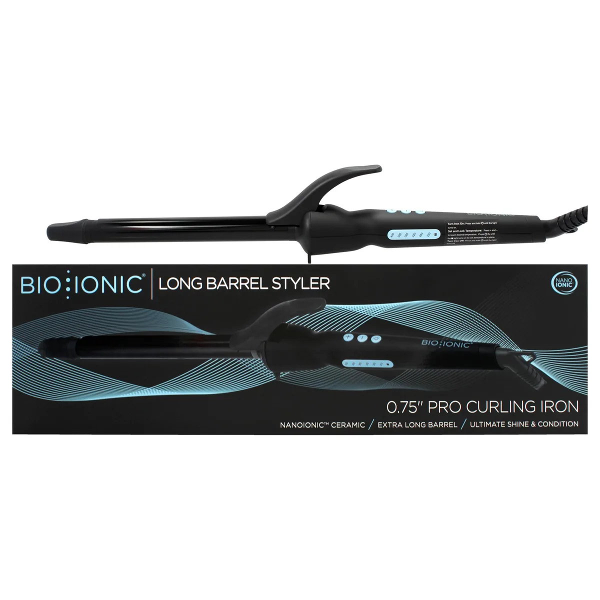 Bio Ionic Bio Ionic Z-FGTST-CL-0.75 0.75 inch curling iron long barrel 430°F — product photo