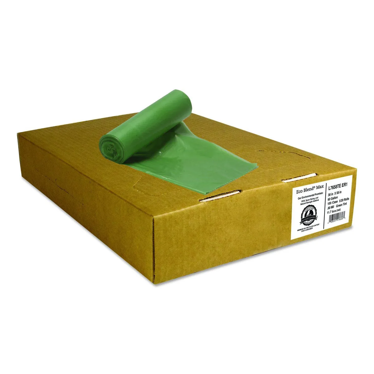 Heritage Bag Company Heritage Bag Company L7658TEER1 60gal Green Trash Bags 100 Count — product photo