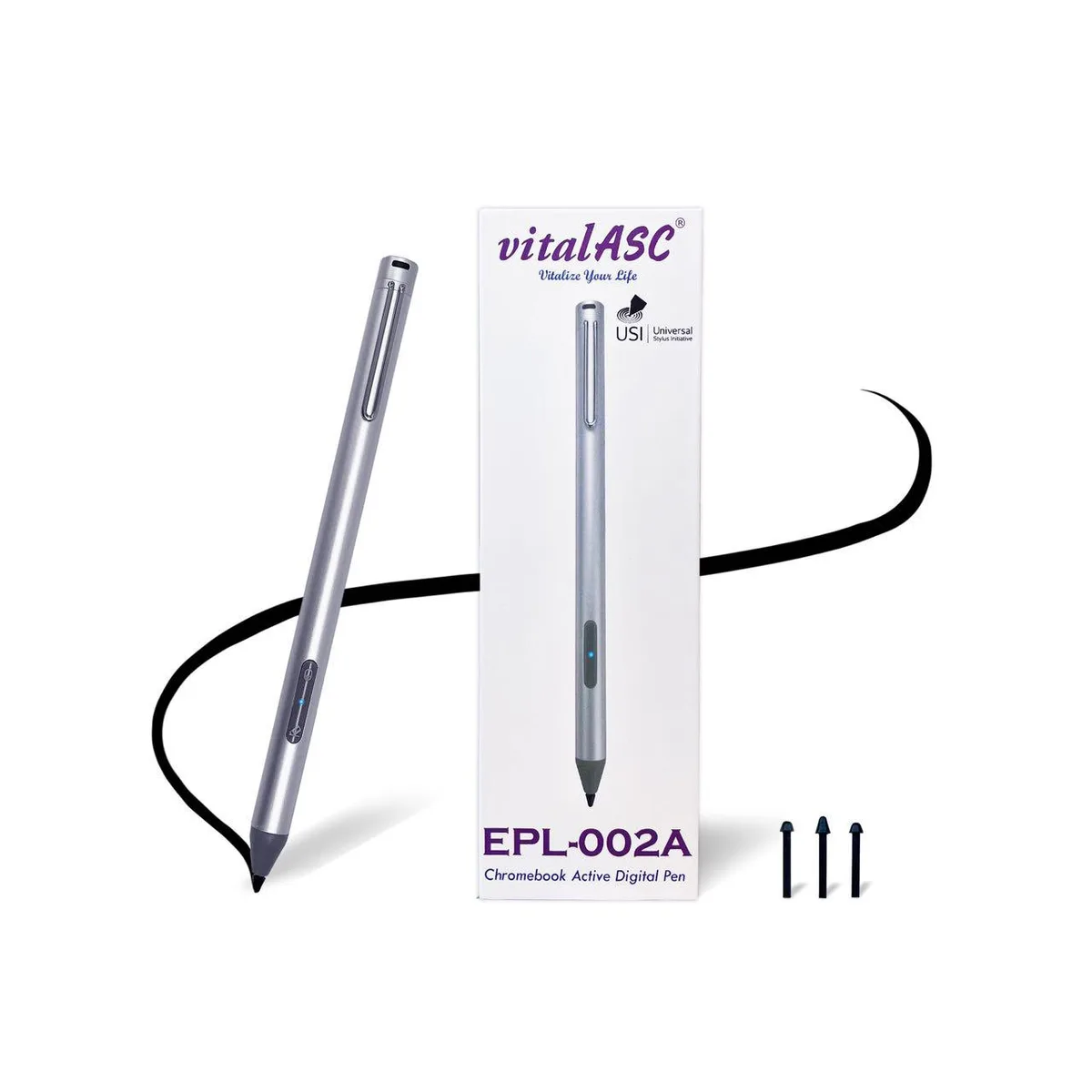 vitalASC vitalASC USI Stylus Pen 4096 Pressure Aluminum Silver — product photo