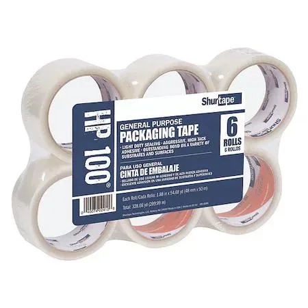 SHURTAPE TECHNOLOGIES, INC. SHURTAPE TECHNOLOGIES, INC. HP 100 Carton Tape Clear 48mm x 50m PK36 — product photo