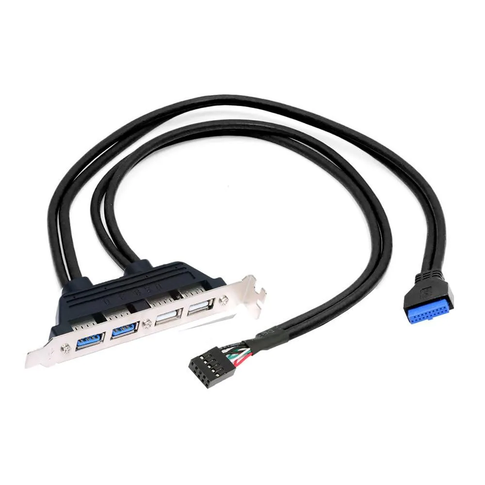 Fervit Fervit USB 2.0 3.0 Internal 4 Female Panel 9 19 20pin PCI Bracket 50cm — product photo