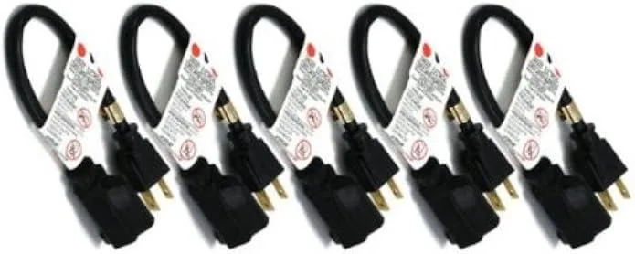 TAURKENAM TAURKENAM 1ft 18AWG NEMA 5-15P to 5-15R 10A 125V Power Extension Cable 5 Pack — product photo