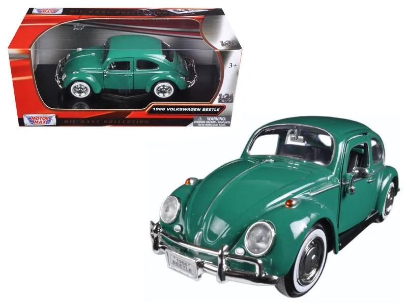 MOTORMAX MOTORMAX 1966 Volkswagen Beetle Green 1/24 Diecast Model Car hobby collectible — product photo
