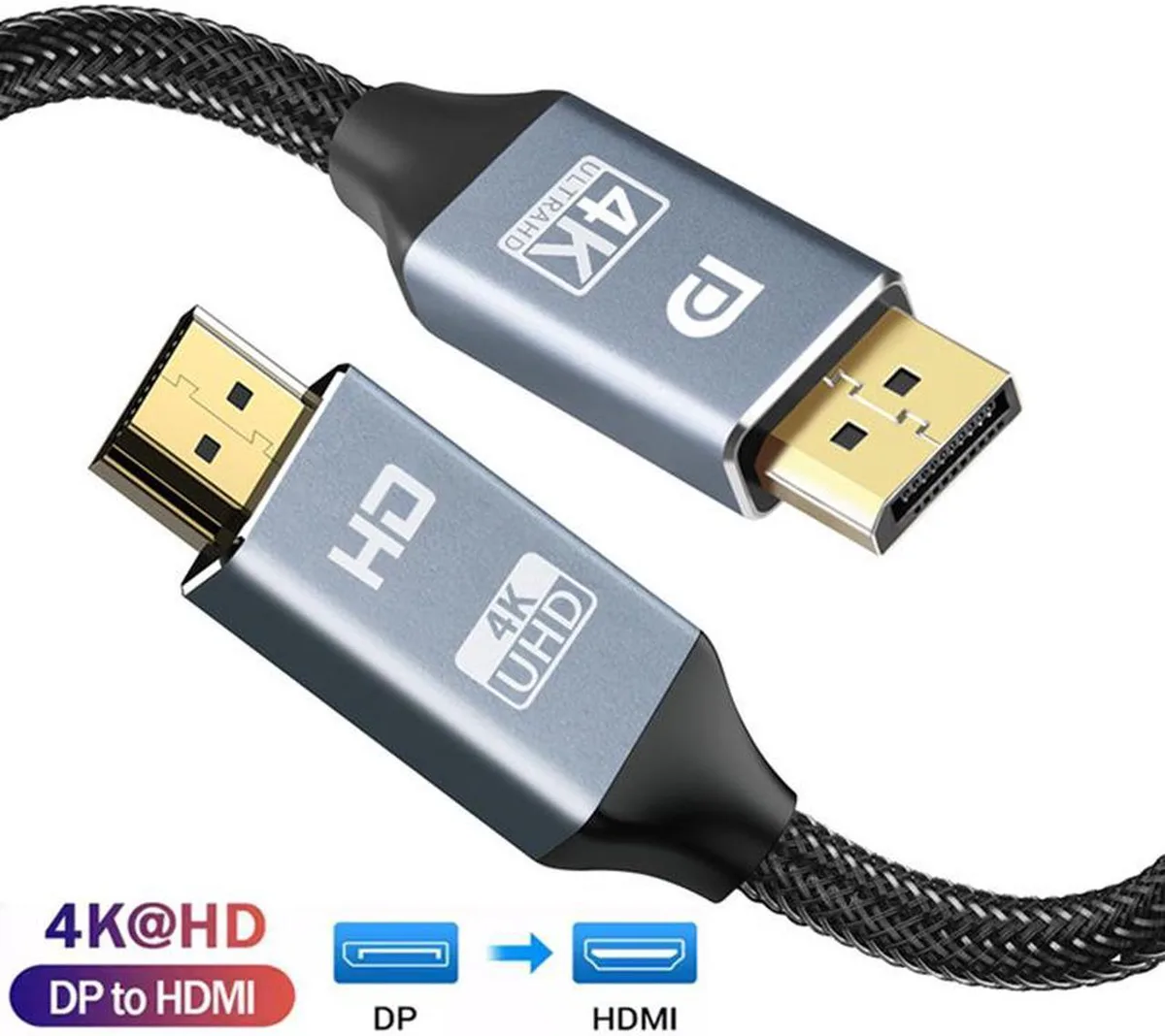 Vszerda Vszerda DisplayPort to HDMI cable 6ft 4K 30Hz 2K 60Hz 1080p 120Hz — product photo