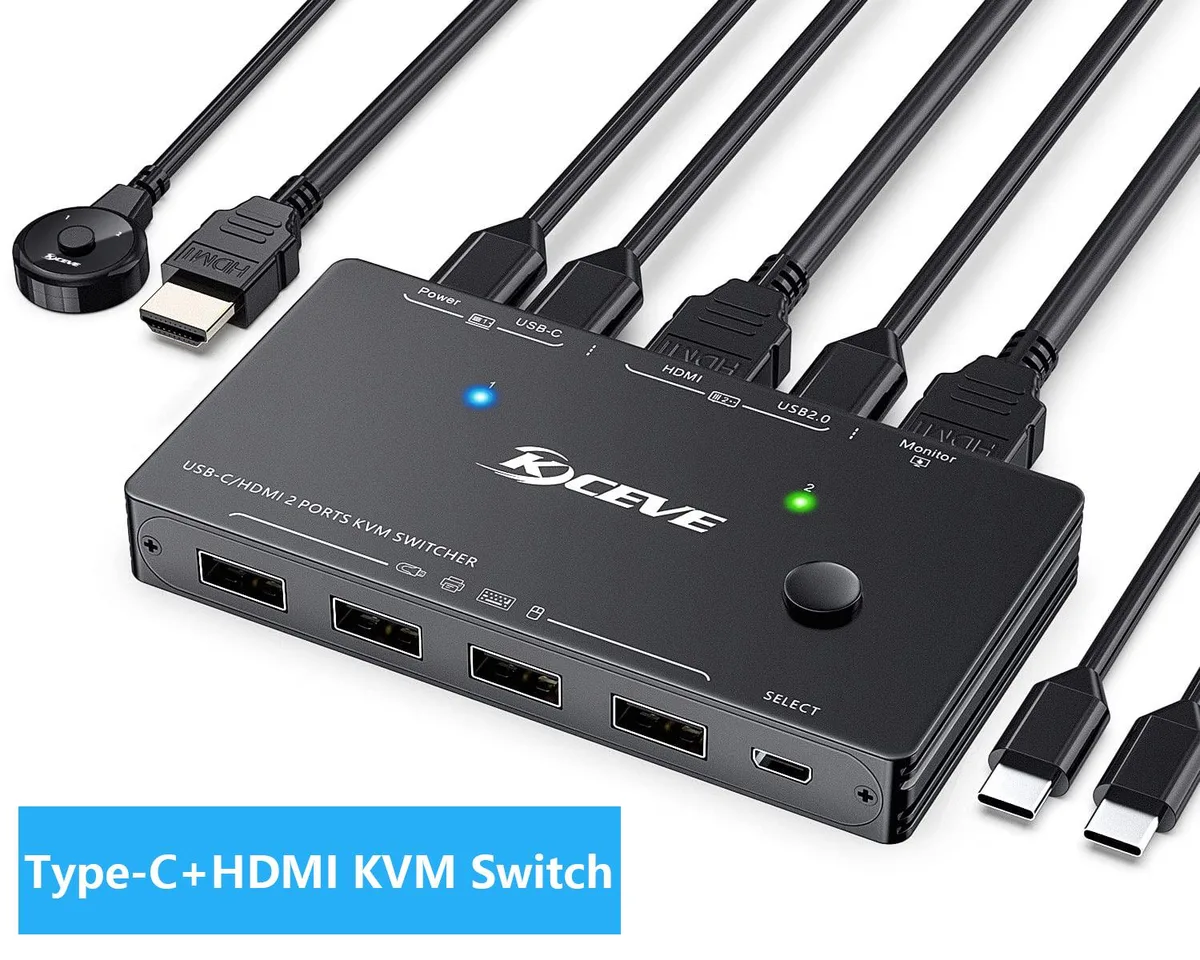 Hitoor Hitoor USB-C HDMI KVM Switch 4K@60Hz 100 W PD Thunderbolt 3 — product photo