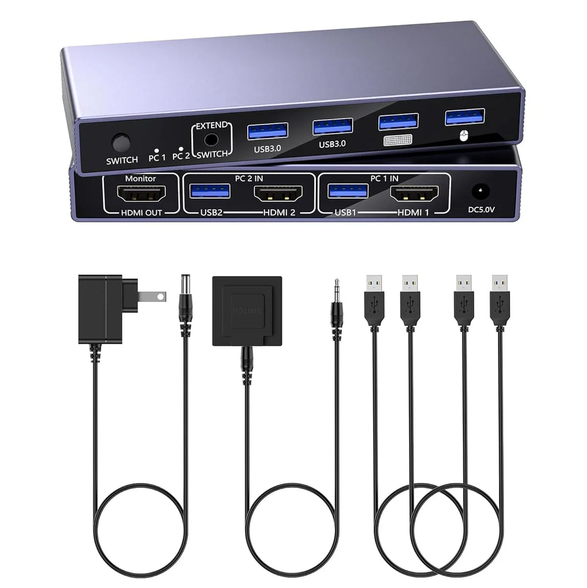 AUTYUE AUTYUE 2-Port HDMI KVM Switch 8K@60Hz USB 3.0 4-Port Desktop Controller — product photo