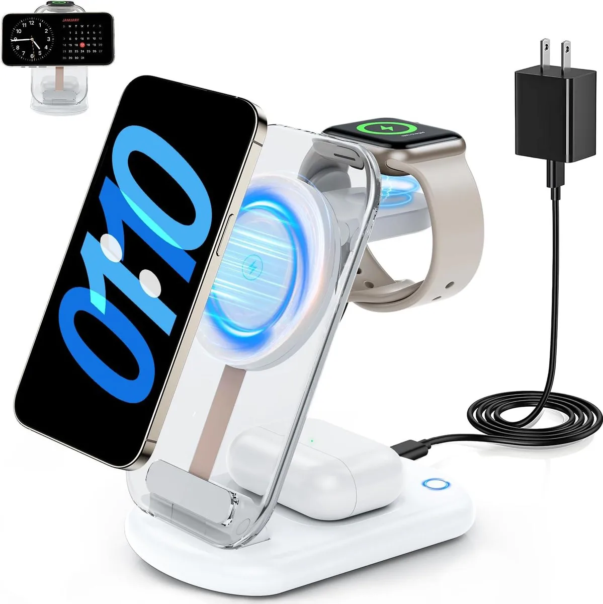 Luisport Luisport 3-in-1 Magnetic Wireless Charger with Light White — product photo