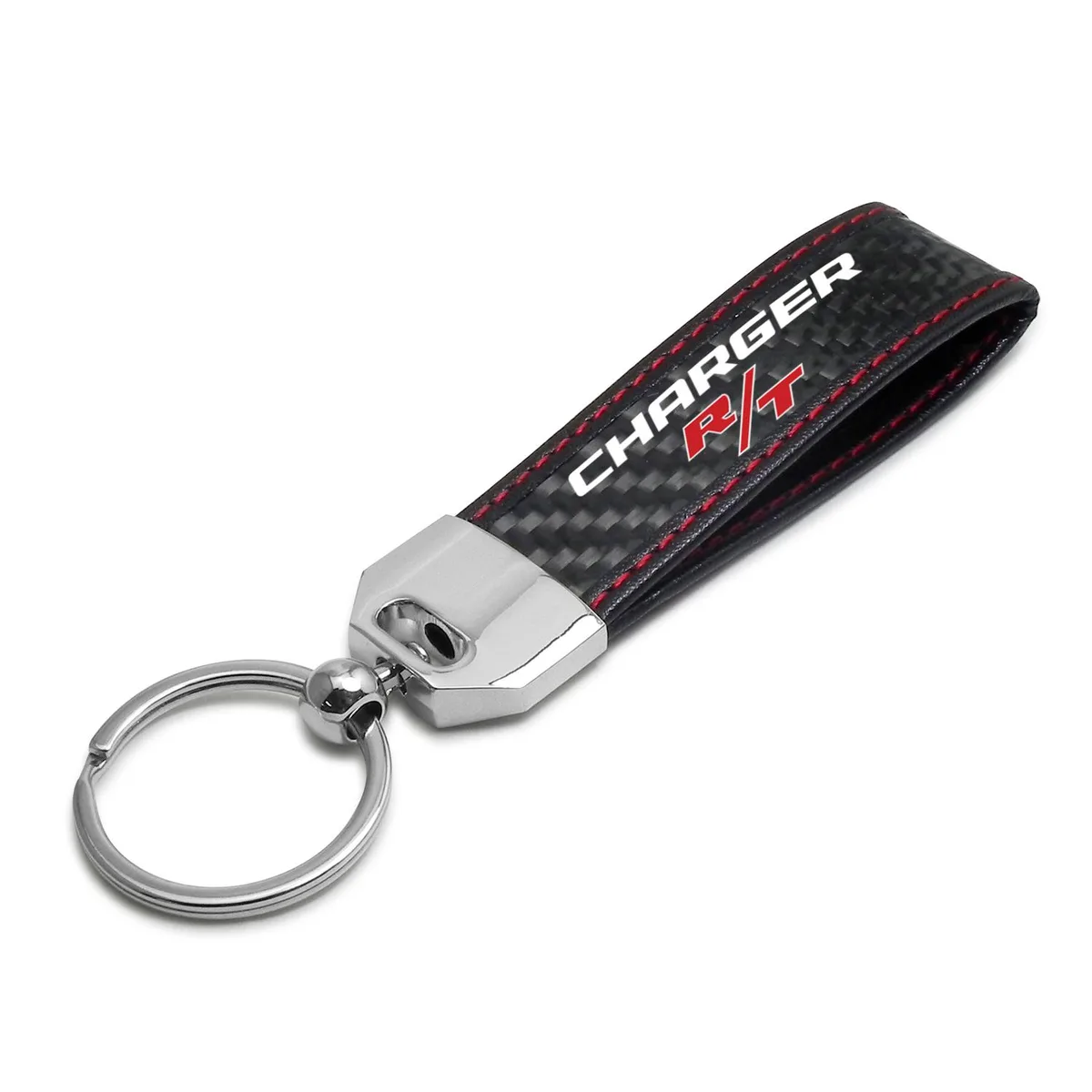 iPick Image, LLC iPick Image, LLC Dodge Charger R/T Carbon Fiber Loop Strap Key Chain Red Stitching — product photo
