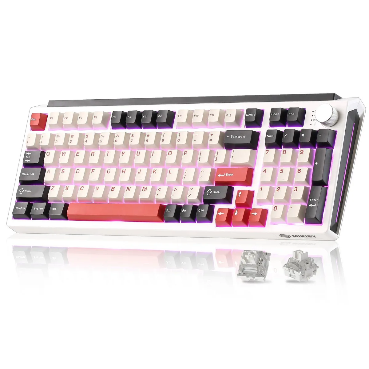 Vszerda Vszerda K98 Wireless Mechanical Keyboard, White &amp; Red, Milk-V2 Switches — product photo