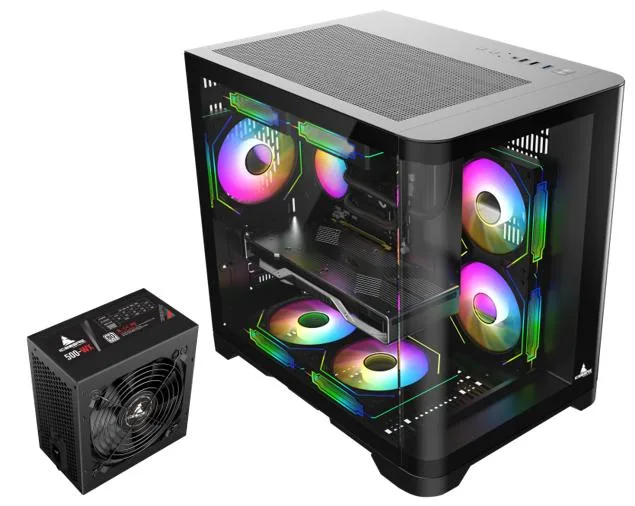 Iceberg Iceberg Crystal Wave M Black Micro ATX Case with 500W PSU — product photo