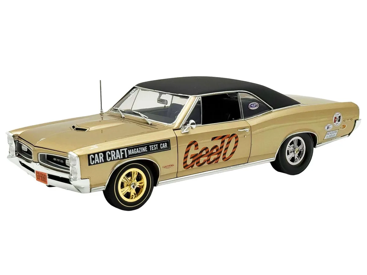 ACME ACME 1966 Pontiac GTO Car Craft Test Car Gold Metallic Black Top 1/18 Diecast 300 pcs — product photo