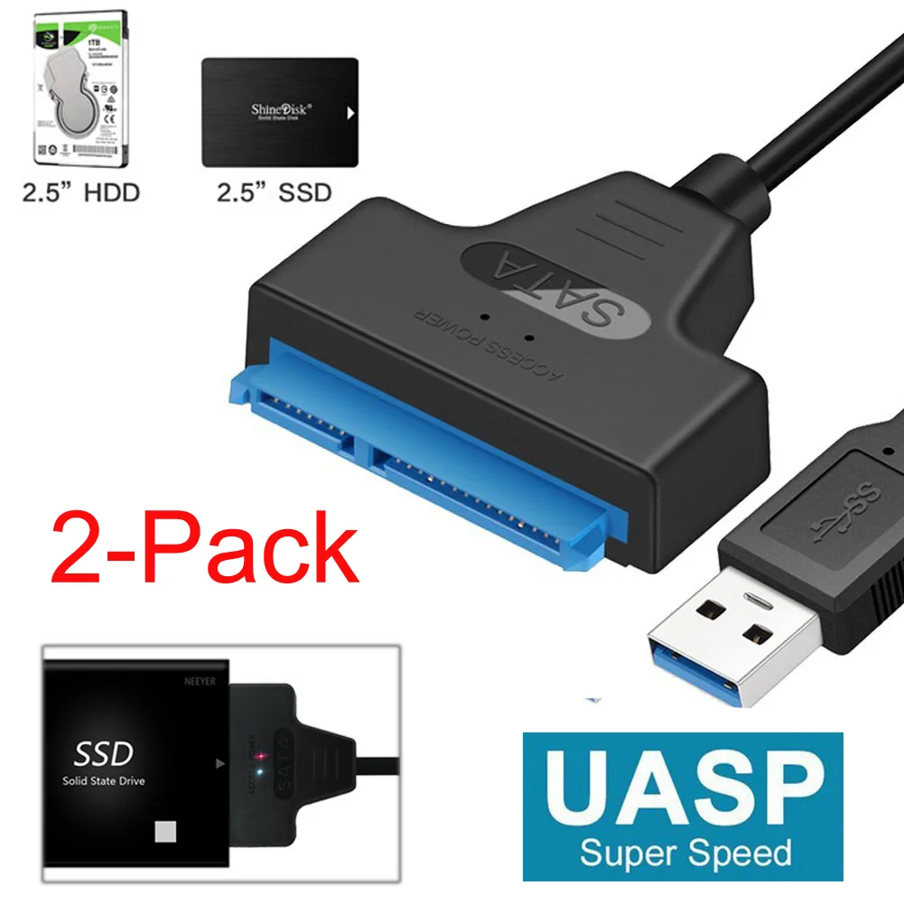LUOM LUOM SATA to USB 3.0 Hard Drive Adapter 2.5" UASP 2Pack — product photo