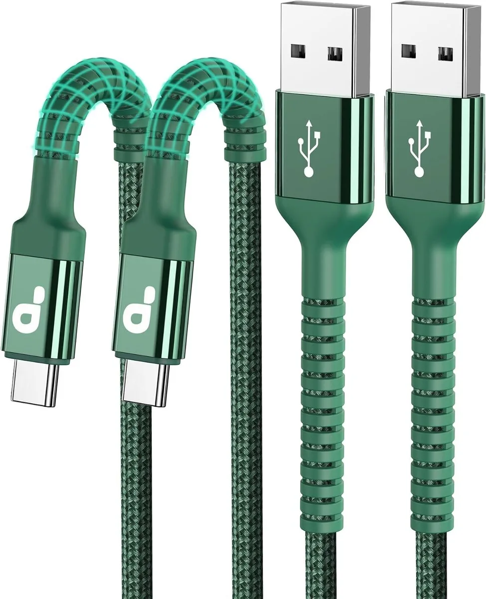 Kootion Kootion USB-A to USB-C Cable 6 ft 3 A 480 Mbps Green 2-Pack — product photo