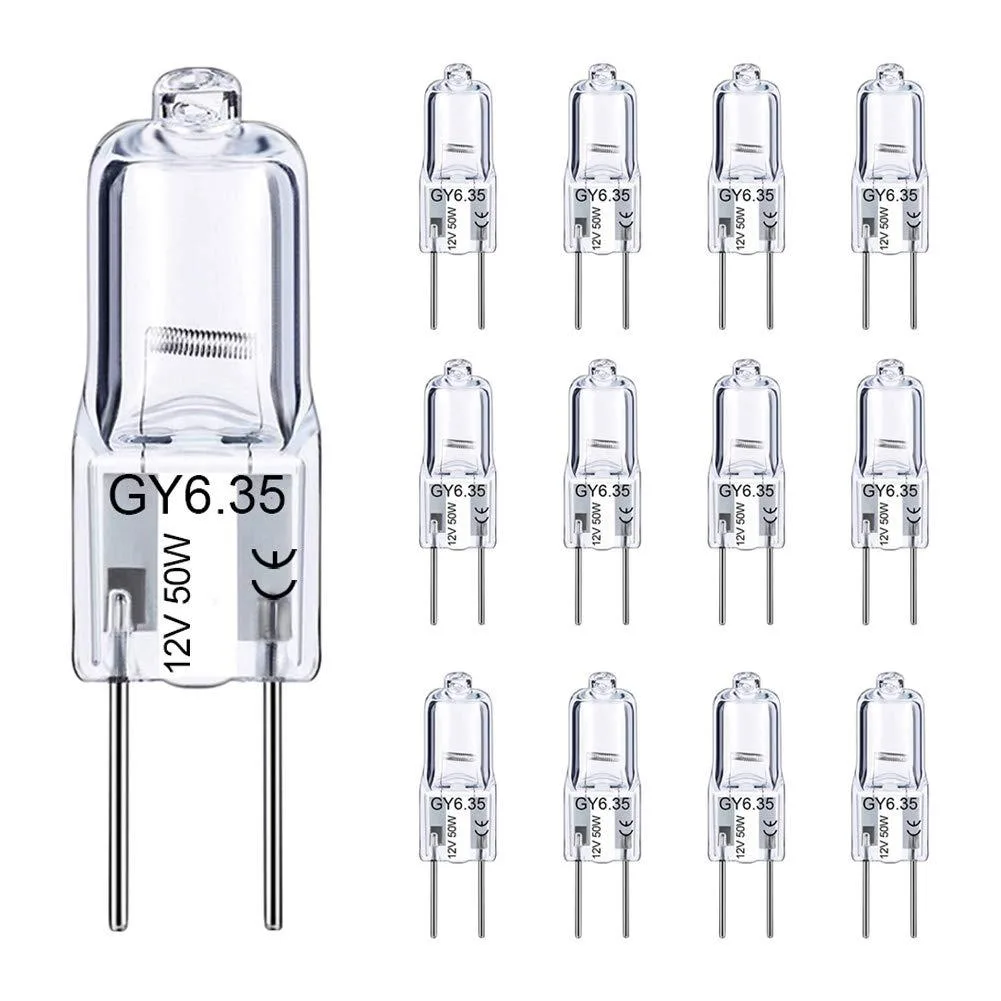 KEHIPI KEHIPI GY6.35 Halogen Bulb 12V 50W 12 Pack 2700K Dimmable — product photo