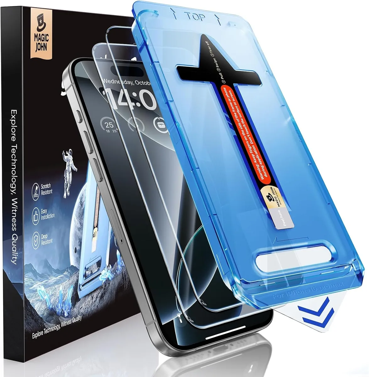 Two clear tempered glass screen protectors for iPhone 16 Pro Max 6.9 inch