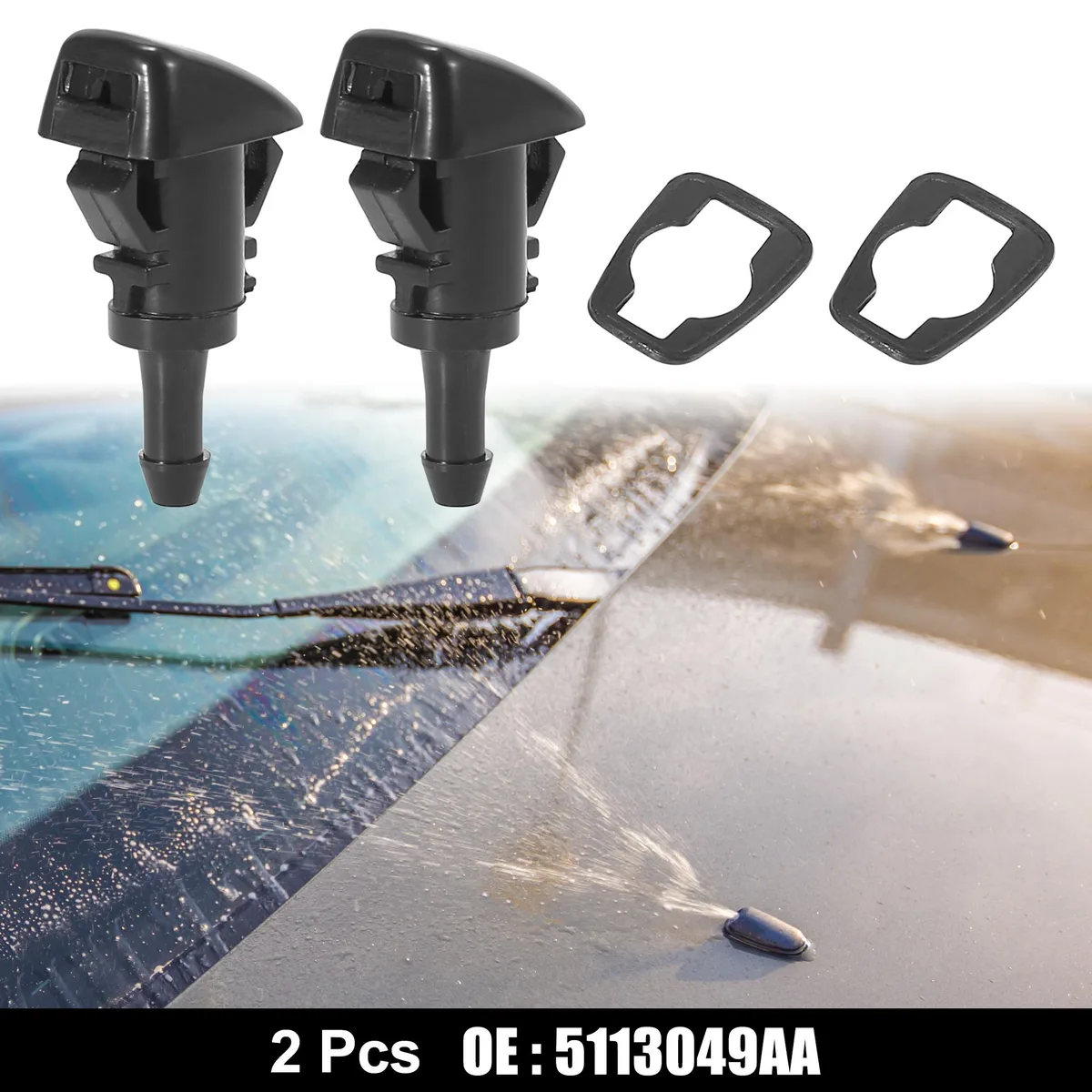 Unique-Bargains Unique-Bargains Front Windshield Wiper Nozzles Pack of 2 Black — product photo