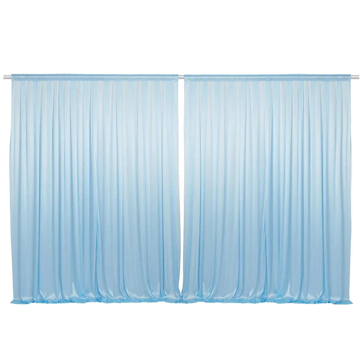 Lann's Linens Lann's Linens Baby Blue Satin Backdrop Curtains 5ft x 7ft Set of 2 Party Supplies — product photo