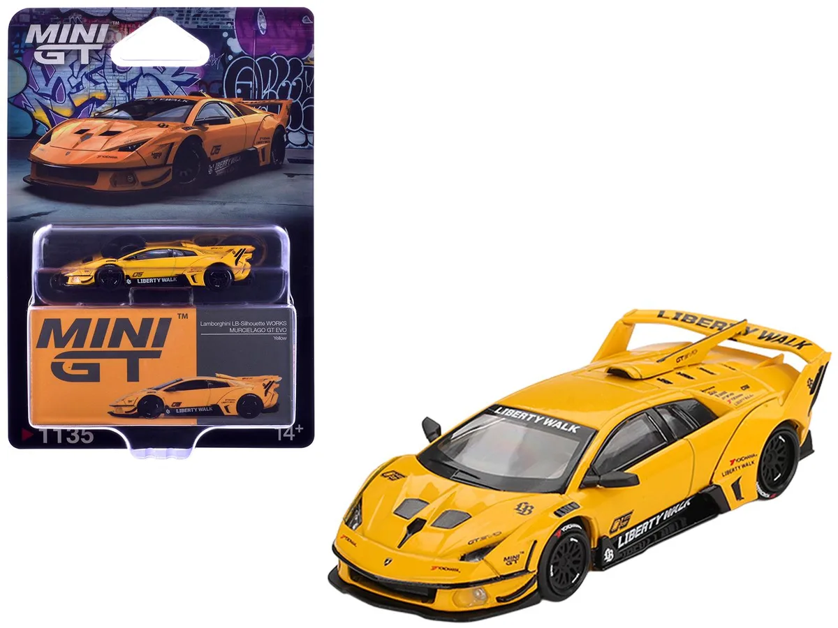 Mini GT Mini GT Lamborghini Murcielago GT EVO LB-Silhouette Works Yellow Limited Edition 1/64 hobby collectible — product photo