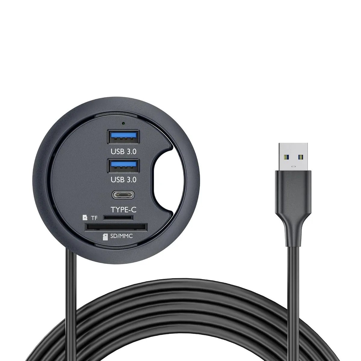 LORDWORLD LORDWORLD USB 3.0 4-Port 60mm Desk Grommet Hub — product photo