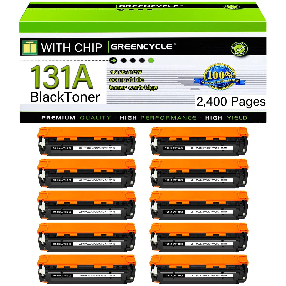 GREENCYCLE GREENCYCLE 131A CF210A Black Compatible Toner Cartridge 10 Pack — product photo