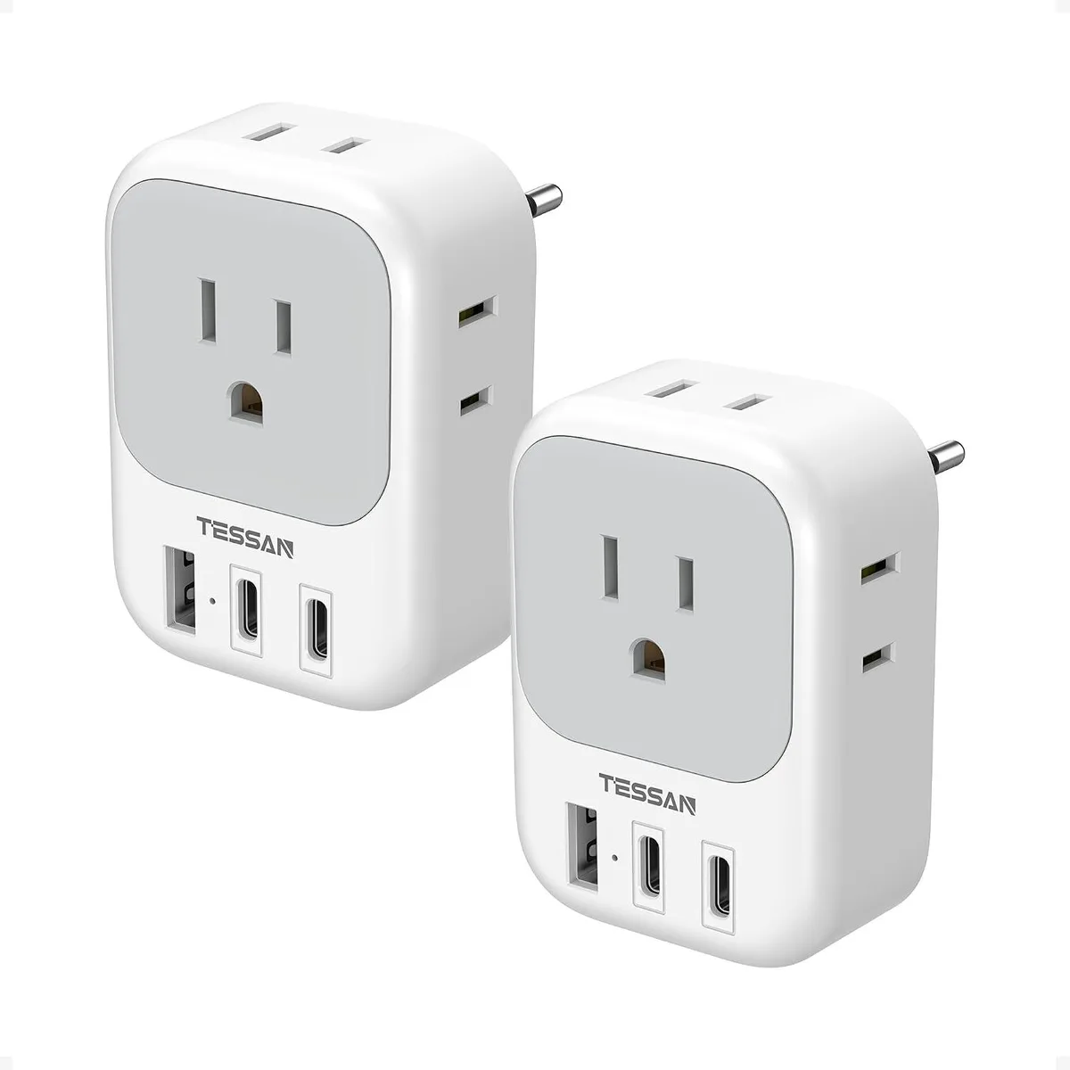 BASEUS BASEUS 2-Pack European Travel Plug Adapter 4 Outlets 3 USB Ports (2 USB-C) ac adapter — product photo