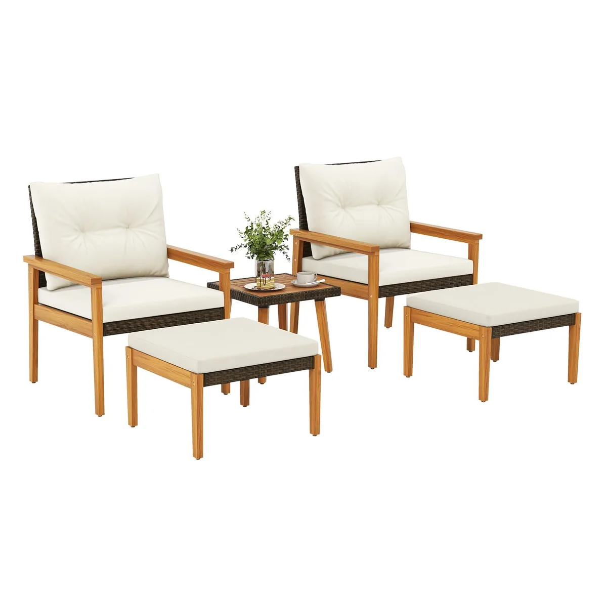 SlickBlue SlickBlue 5 Piece Rattan Patio Furniture Set with Square Coffee Table — product photo