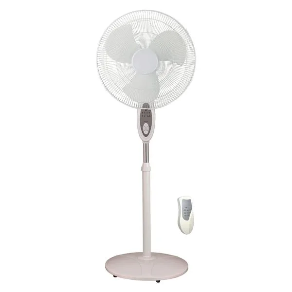 OPTIMUS OPTIMUS F-1672WH 16" oscillating stand fan, white, 3 speeds, remote — product photo
