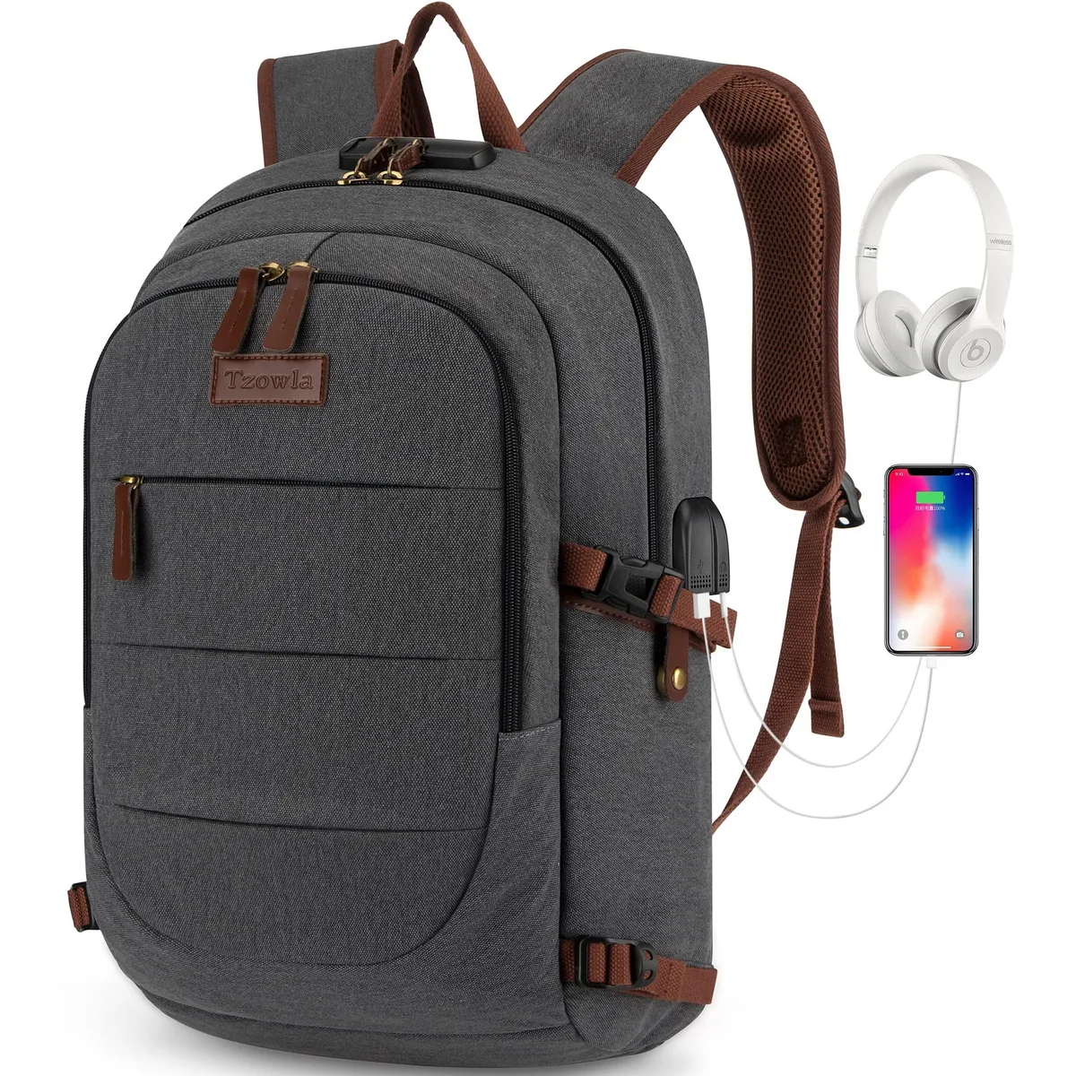 ALSEYE ALSEYE Canvas Anti-Theft Backpack 15.6" USB Lock 2 in 1 Accessory — product photo