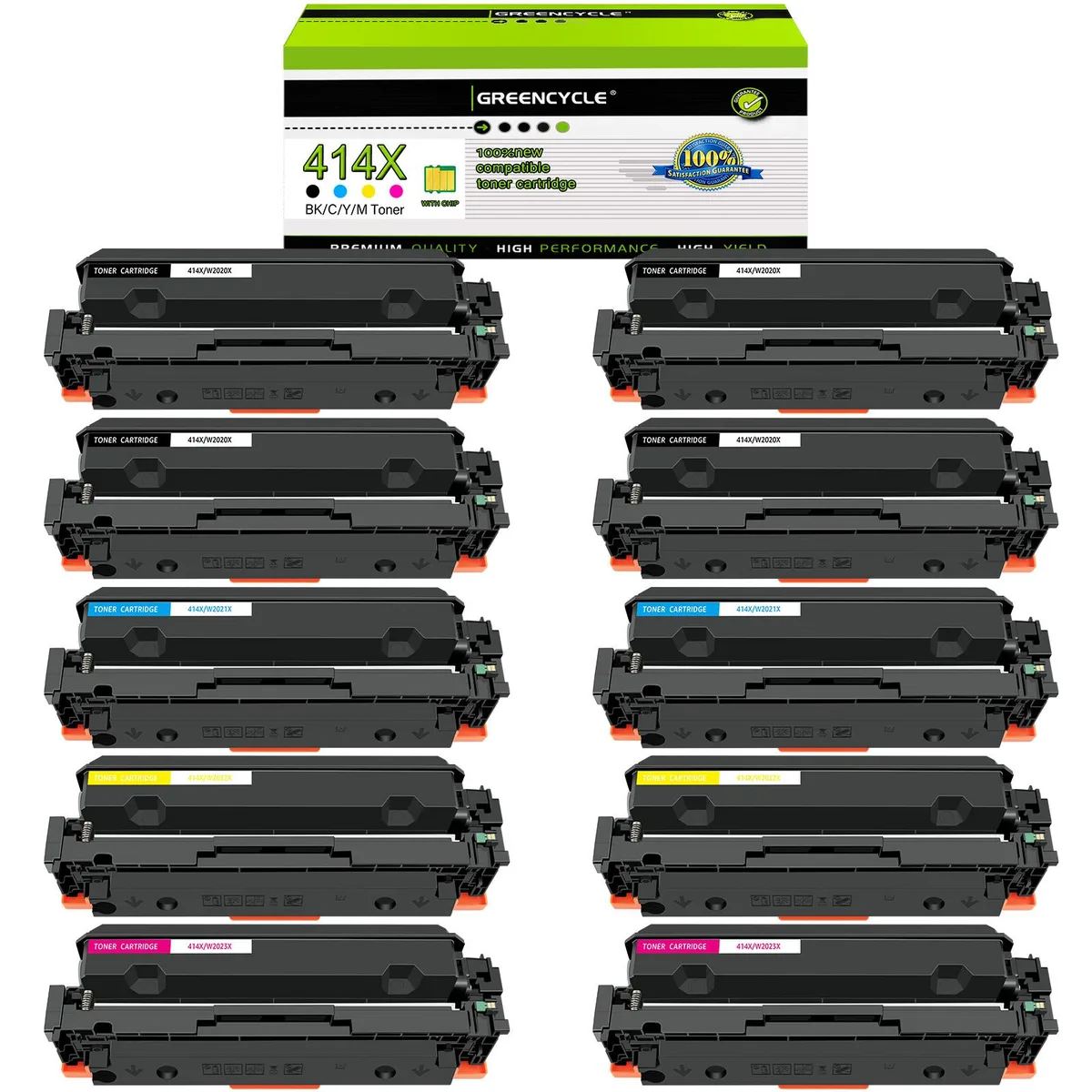 GREENCYCLE GREENCYCLE 414X 10 Pack Toner Cartridge (4 Black 2 Cyan 2 Yellow 2 Magenta) — product photo