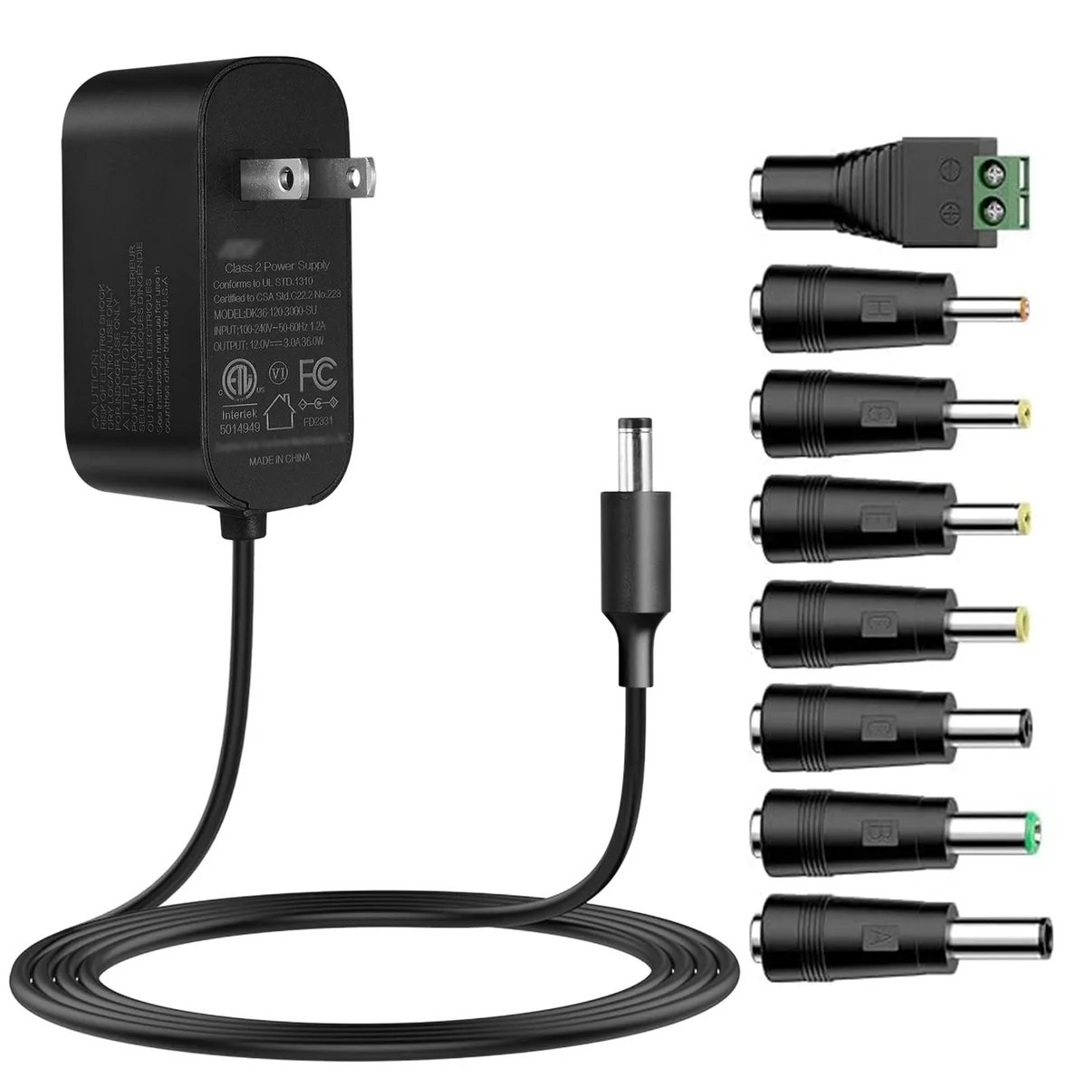  Dell A12V3A+8T 12V 3A 36W power adapter 8 tips — product photo